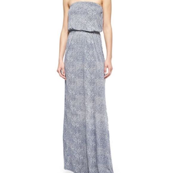 Joie Dalila blue and white geometric‎ Printed Strapless Maxi Dress - Picture 10 of 10
